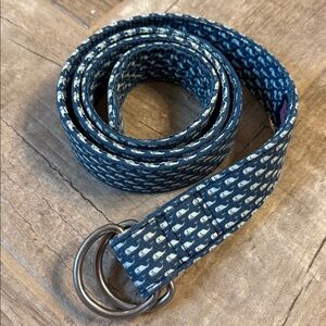 Vineyard Vines Navy Blue D-Ring belt with Whales- Size XL